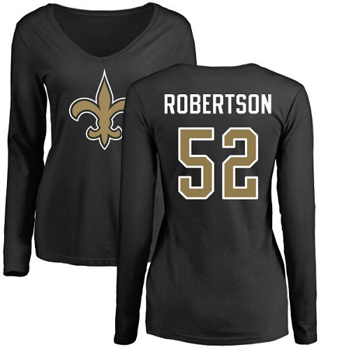 NFL Women's Nike New Orleans Saints #52 Craig Robertson Black Name & Number Logo Slim Fit Long Sleeve T-Shirt