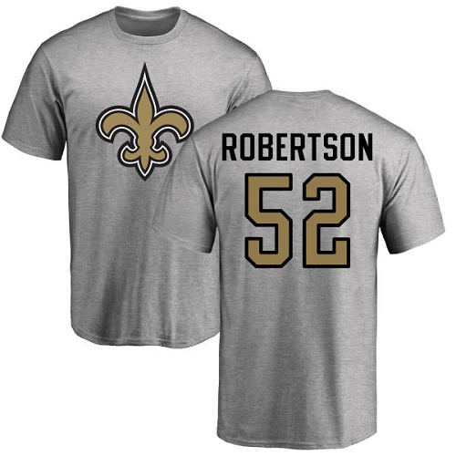 NFL Nike New Orleans Saints #52 Craig Robertson Ash Name & Number Logo T-Shirt
