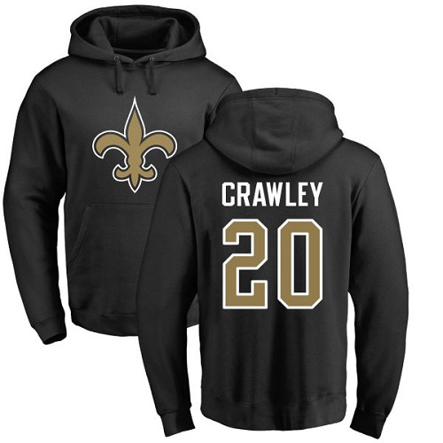 NFL Nike New Orleans Saints #20 Ken Crawley Black Name & Number Logo Pullover Hoodie