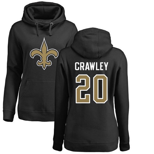 NFL Women's Nike New Orleans Saints #20 Ken Crawley Black Name & Number Logo Pullover Hoodie