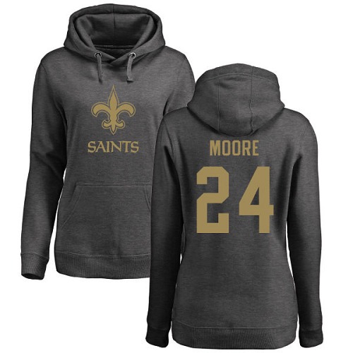 NFL Women's Nike New Orleans Saints #24 Sterling Moore Ash One Color Pullover Hoodie