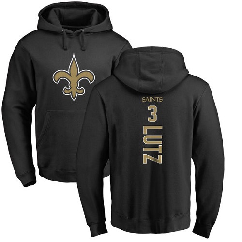 NFL Nike New Orleans Saints #3 Will Lutz Black Backer Pullover Hoodie
