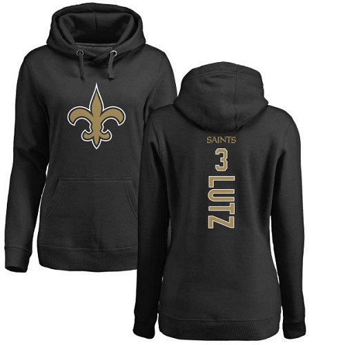 NFL Women's Nike New Orleans Saints #3 Will Lutz Black Backer Pullover Hoodie