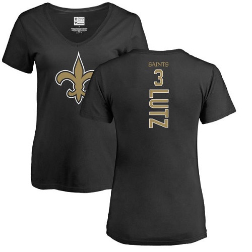 NFL Women's Nike New Orleans Saints #3 Will Lutz Black Backer Slim Fit T-Shirt