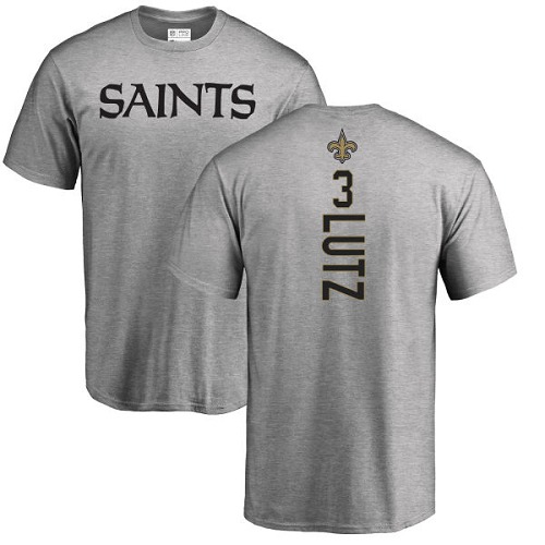 NFL Nike New Orleans Saints #3 Will Lutz Ash Backer T-Shirt