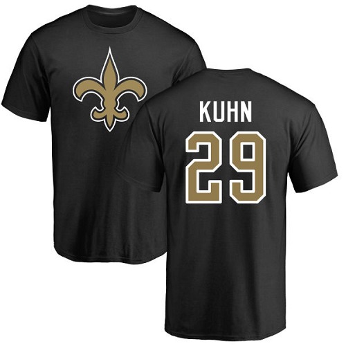 NFL Nike New Orleans Saints #29 John Kuhn Black Name & Number Logo T-Shirt