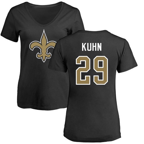 NFL Women's Nike New Orleans Saints #29 John Kuhn Black Name & Number Logo Slim Fit T-Shirt
