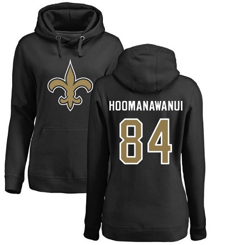 NFL Women's Nike New Orleans Saints #84 Michael Hoomanawanui Black Name & Number Logo Pullover Hoodie