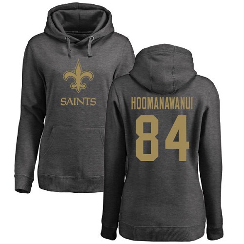 NFL Women's Nike New Orleans Saints #84 Michael Hoomanawanui Ash One Color Pullover Hoodie