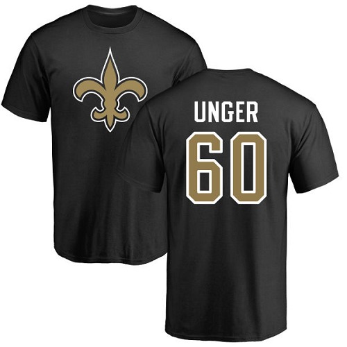NFL Nike New Orleans Saints #60 Max Unger Black Name & Number Logo T-Shirt