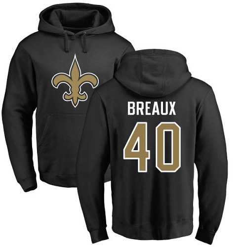 NFL Nike New Orleans Saints #40 Delvin Breaux Black Name & Number Logo Pullover Hoodie