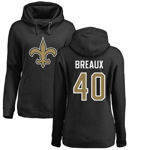 NFL Women's Nike New Orleans Saints #40 Delvin Breaux Black Name & Number Logo Pullover Hoodie