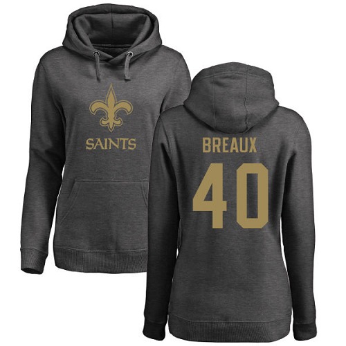 NFL Women's Nike New Orleans Saints #40 Delvin Breaux Ash One Color Pullover Hoodie