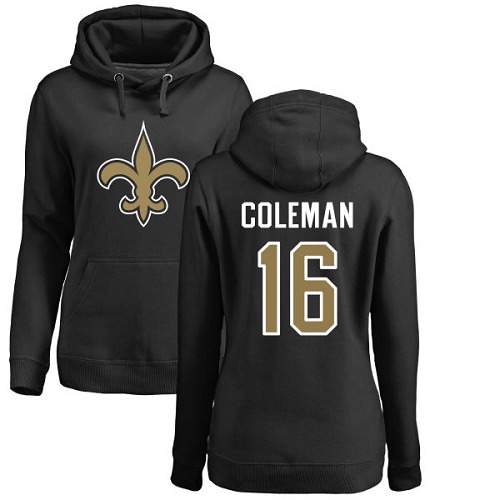 NFL Women's Nike New Orleans Saints #16 Brandon Coleman Black Name & Number Logo Pullover Hoodie