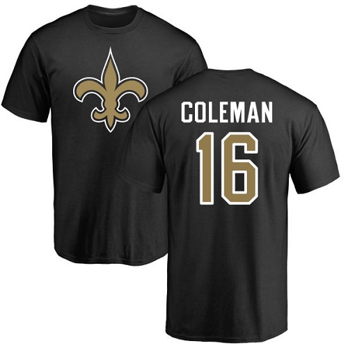 NFL Nike New Orleans Saints #16 Brandon Coleman Black Name & Number Logo T-Shirt