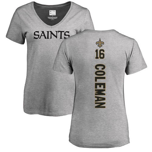 NFL Women's Nike New Orleans Saints #16 Brandon Coleman Ash Backer V-Neck T-Shirt