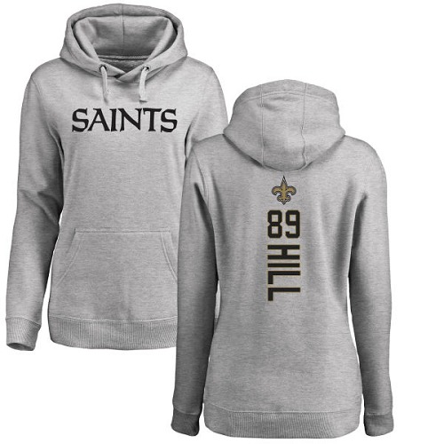 NFL Women's Nike New Orleans Saints #89 Josh Hill Ash Backer Pullover Hoodie