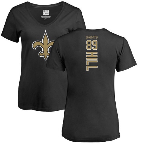NFL Women's Nike New Orleans Saints #89 Josh Hill Black Backer Slim Fit T-Shirt