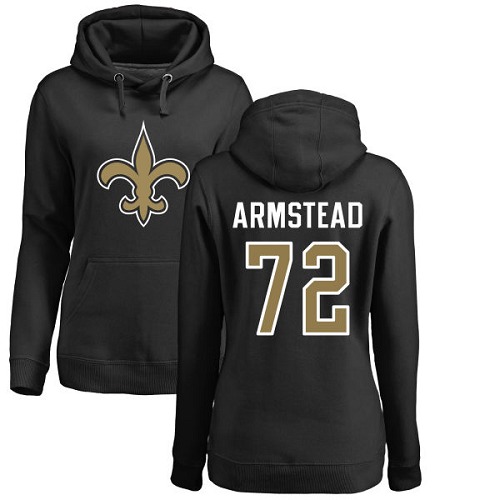 NFL Women's Nike New Orleans Saints #72 Terron Armstead Black Name & Number Logo Pullover Hoodie