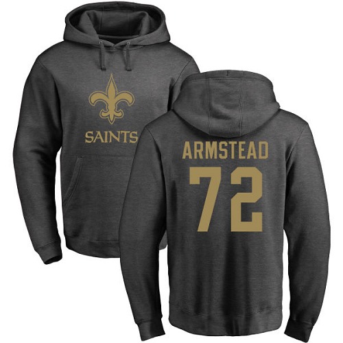 NFL Nike New Orleans Saints #72 Terron Armstead Ash One Color Pullover Hoodie