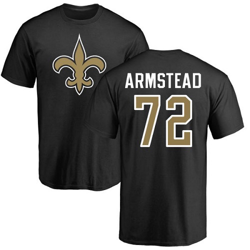 NFL Nike New Orleans Saints #72 Terron Armstead Black Name & Number Logo T-Shirt