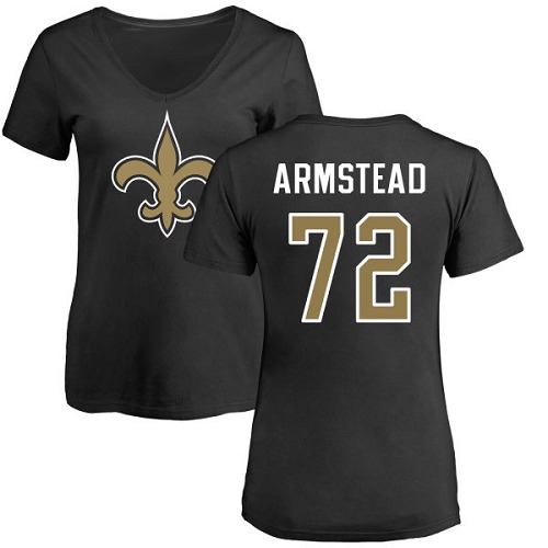 NFL Women's Nike New Orleans Saints #72 Terron Armstead Black Name & Number Logo Slim Fit T-Shirt
