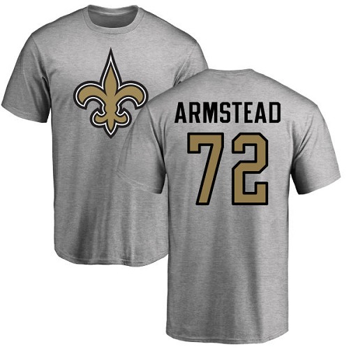 NFL Nike New Orleans Saints #72 Terron Armstead Ash Name & Number Logo T-Shirt