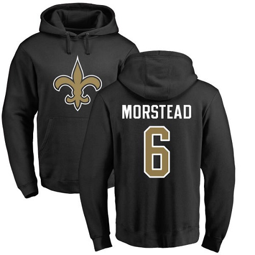 NFL Nike New Orleans Saints #6 Thomas Morstead Black Name & Number Logo Pullover Hoodie