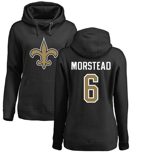 NFL Women's Nike New Orleans Saints #6 Thomas Morstead Black Name & Number Logo Pullover Hoodie
