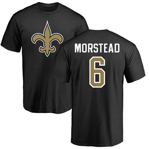 NFL Nike New Orleans Saints #6 Thomas Morstead Black Name & Number Logo T-Shirt