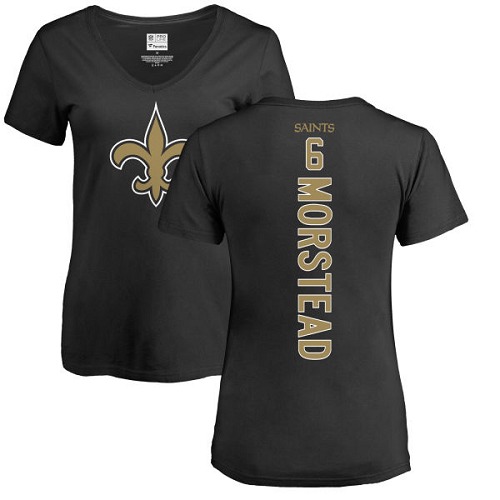 NFL Women's Nike New Orleans Saints #6 Thomas Morstead Black Backer Slim Fit T-Shirt