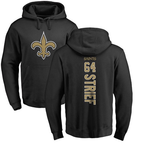 NFL Nike New Orleans Saints #64 Zach Strief Black Backer Pullover Hoodie