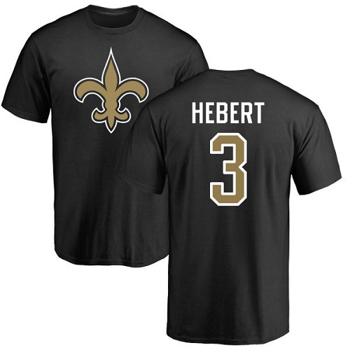 NFL Nike New Orleans Saints #3 Bobby Hebert Black Name & Number Logo T-Shirt