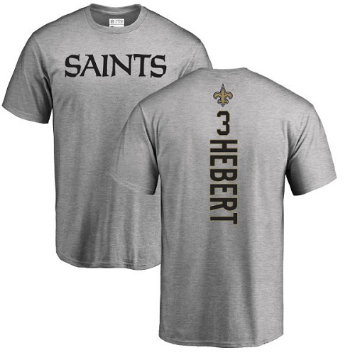 NFL Nike New Orleans Saints #3 Bobby Hebert Ash Backer T-Shirt