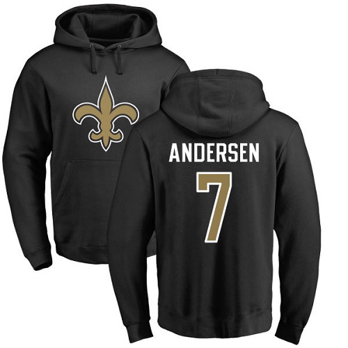 NFL Nike New Orleans Saints #7 Morten Andersen Black Name & Number Logo Pullover Hoodie