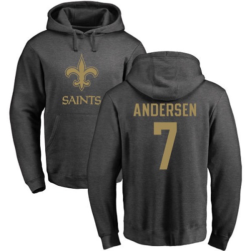 NFL Nike New Orleans Saints #7 Morten Andersen Ash One Color Pullover Hoodie