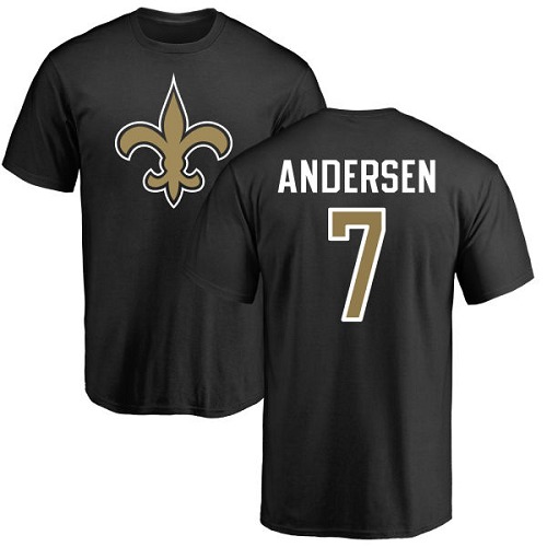 NFL Nike New Orleans Saints #7 Morten Andersen Black Name & Number Logo T-Shirt