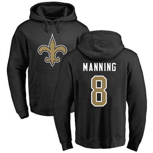 NFL Nike New Orleans Saints #8 Archie Manning Black Name & Number Logo Pullover Hoodie
