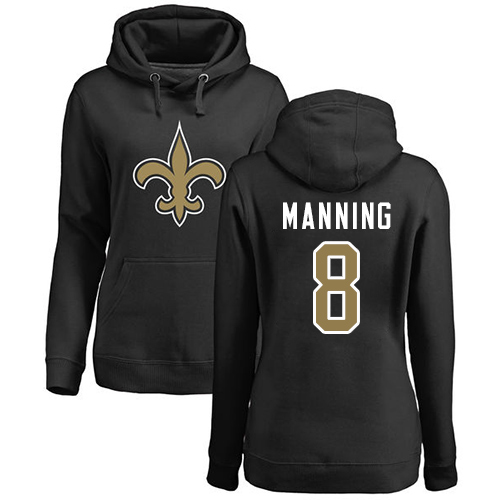 NFL Women's Nike New Orleans Saints #8 Archie Manning Black Name & Number Logo Pullover Hoodie