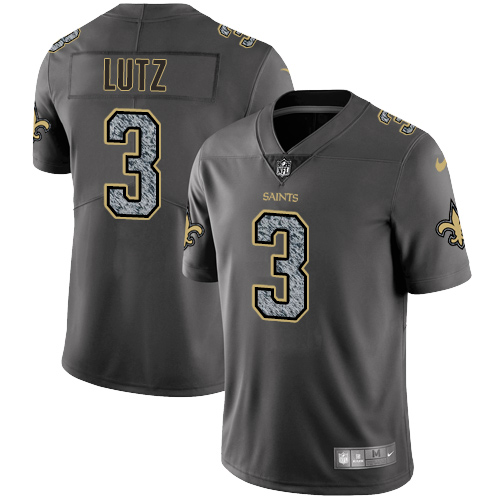 Men's Nike New Orleans Saints #3 Will Lutz Gray Static Vapor Untouchable Limited NFL Jersey