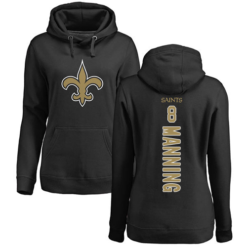 NFL Women's Nike New Orleans Saints #8 Archie Manning Black Backer Pullover Hoodie