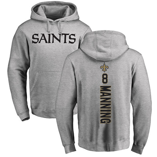 NFL Nike New Orleans Saints #8 Archie Manning Ash Backer Pullover Hoodie