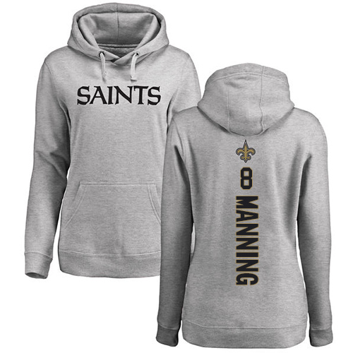 NFL Women's Nike New Orleans Saints #8 Archie Manning Ash Backer Pullover Hoodie