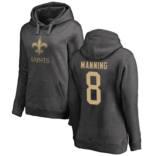 NFL Women's Nike New Orleans Saints #8 Archie Manning Ash One Color Pullover Hoodie
