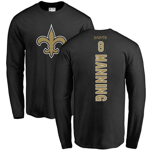 NFL Nike New Orleans Saints #8 Archie Manning Black Backer Long Sleeve T-Shirt