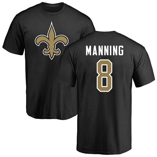 NFL Nike New Orleans Saints #8 Archie Manning Black Name & Number Logo T-Shirt