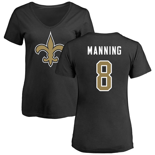 NFL Women's Nike New Orleans Saints #8 Archie Manning Black Name & Number Logo Slim Fit T-Shirt