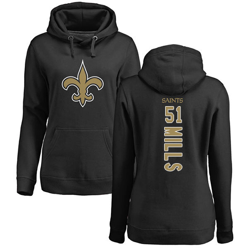 NFL Women's Nike New Orleans Saints #51 Sam Mills Black Backer Pullover Hoodie