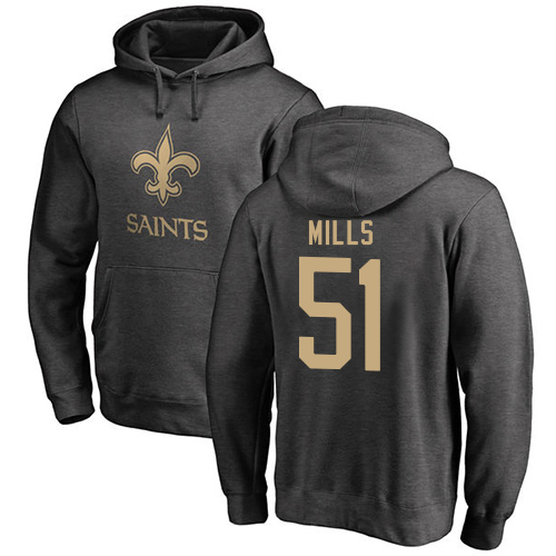 NFL Nike New Orleans Saints #51 Sam Mills Ash One Color Pullover Hoodie