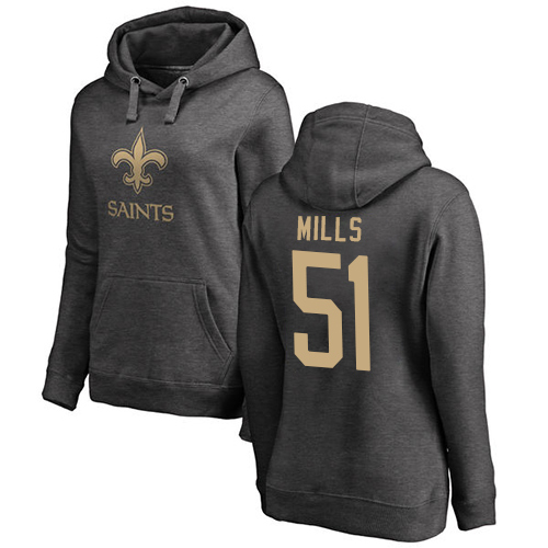 NFL Women's Nike New Orleans Saints #51 Sam Mills Ash One Color Pullover Hoodie